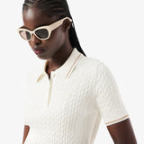 Maglione a righe in maglia a trecce con collo a polo AF0972 70V