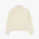 Cardigan con colletto a polo in maglia 3D di lana cardata AF8274 XFJ