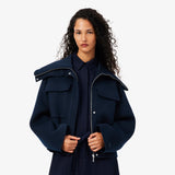 Cappotto cropped in lana a collo alto a coste BF8427 MXQ